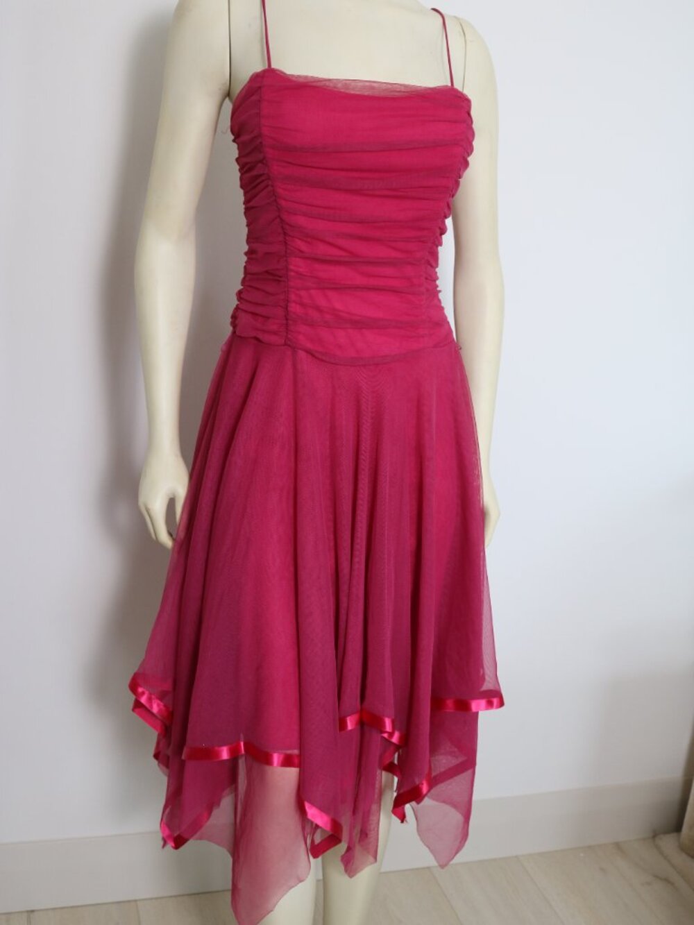 YNES AUTHENTIC Y2K 2000s HOT PINK CORSET TWILL PROM HOMECOMINGDRESS